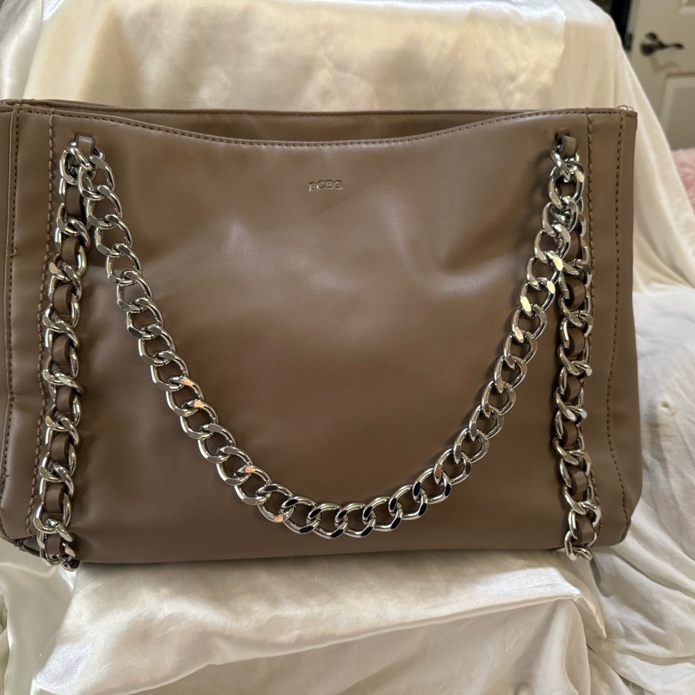 BCBG Tan Shoulder Bag with Chain Straps